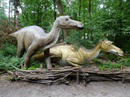 Maiasaura statues at the DinoPark at the DierenPark Amersfoort zoo