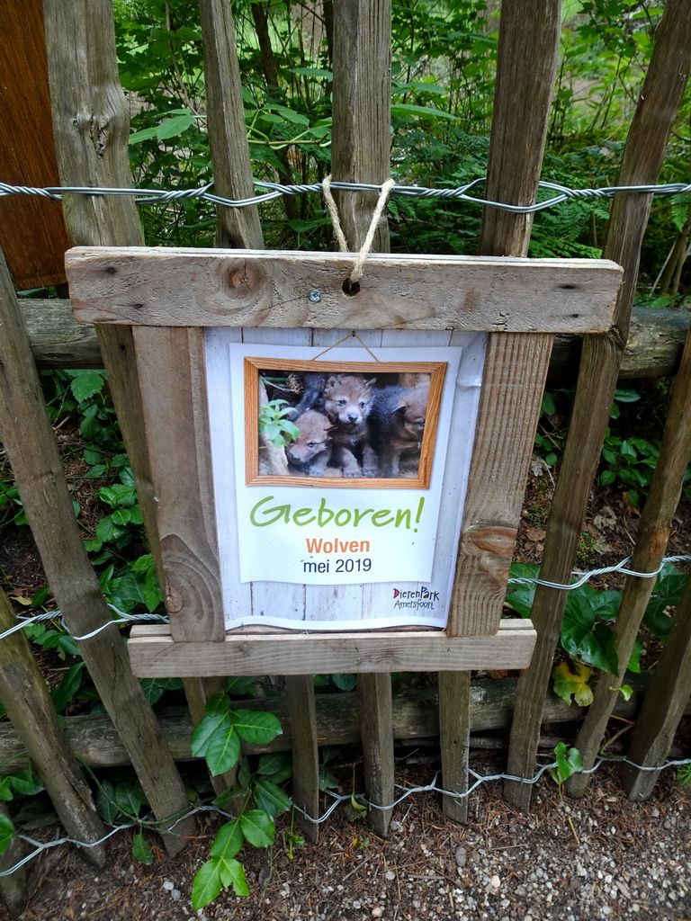 Sign at the Wolf enclosure at the DierenPark Amersfoort zoo