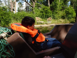 Max on the cycle boat on the Expedition River at the DierenPark Amersfoort zoo