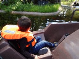 Max on the cycle boat on the Expedition River at the DierenPark Amersfoort zoo