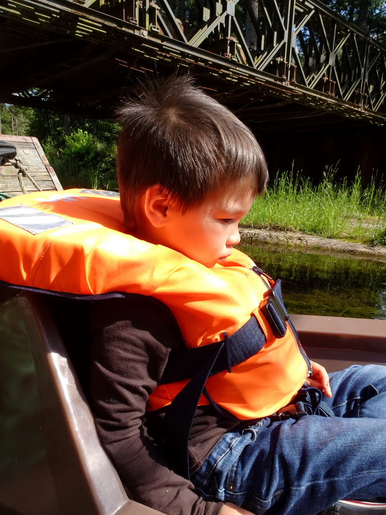 Max on the cycle boat on the Expedition River at the DierenPark Amersfoort zoo