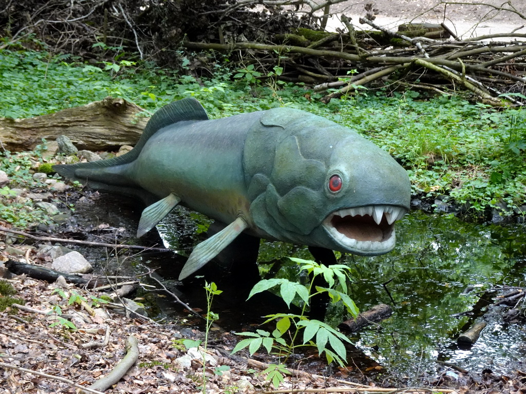 Dunkleosteus statue at the DinoPark at the DierenPark Amersfoort zoo