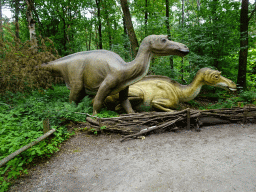 Maiasaura statues at the DinoPark at the DierenPark Amersfoort zoo