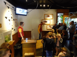 Zookeepers at the Honderdduizend Dierenhuis building at the DierenPark Amersfoort zoo