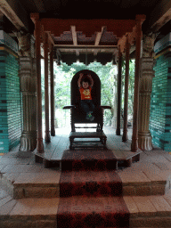 Max on the throne at the Palace of King Darius at the City of Antiquity at the DierenPark Amersfoort zoo