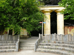 Central square and gate at the City of Antiquity at the DierenPark Amersfoort zoo