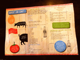 Menu at the Restaurant de Boerderij at the DierenPark Amersfoort zoo