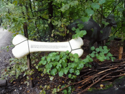 Corythosaurus statue at the DinoPark at the DierenPark Amersfoort zoo, with explanation