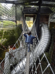 Max on a rope bridge at the Parakeet aviary at the DierenPark Amersfoort zoo