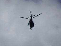 Helicopter flying over the Fonteinplein square at the DierenPark Amersfoort zoo