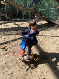 Max on a seesaw at the playground near the Restaurant Buitenplaats at the DierenPark Amersfoort zoo