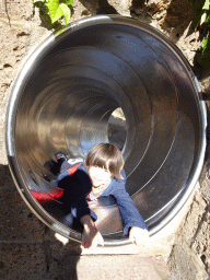 Max on a slide at the City of Antiquity at the DierenPark Amersfoort zoo