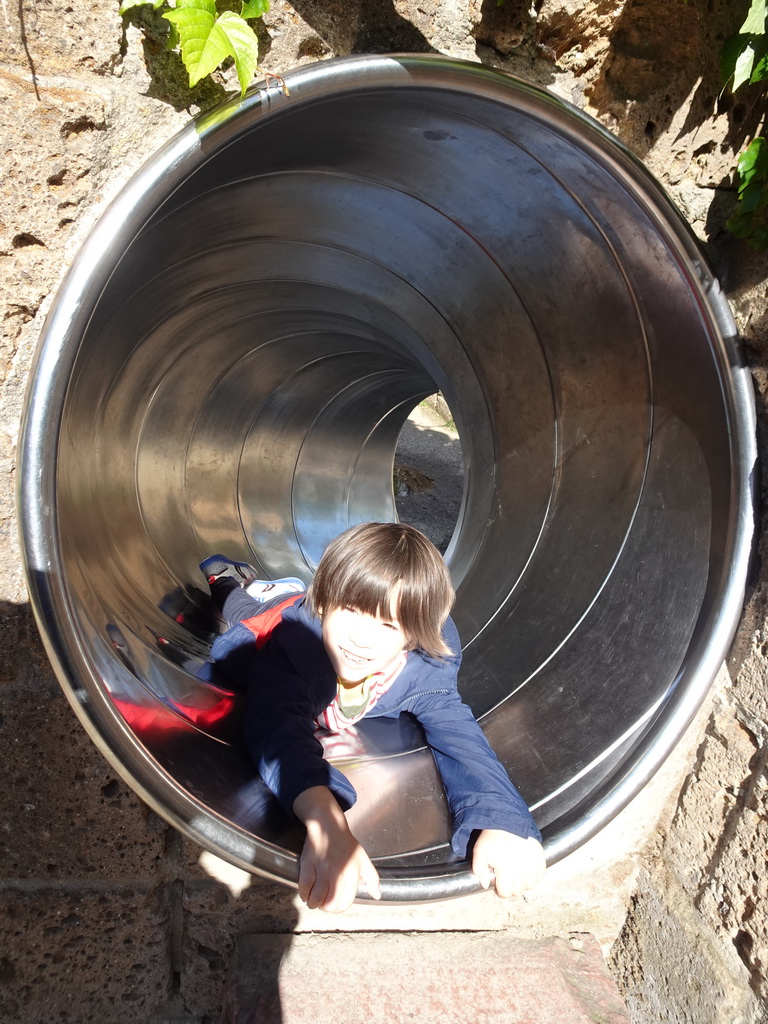 Max on a slide at the City of Antiquity at the DierenPark Amersfoort zoo