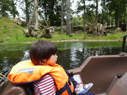 Max on the cycle boat on the Expedition River at the DierenPark Amersfoort zoo