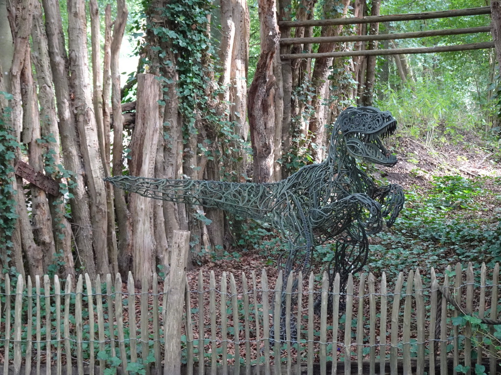 Dinosaur statue on the road to the DinoPark at the DierenPark Amersfoort zoo