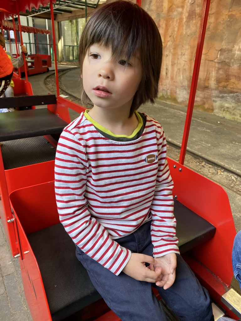 Max in the tourist train at the DierenPark Amersfoort zoo