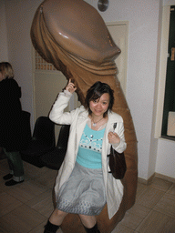 Miaomiao and a giant penis statue in the Sex Museum