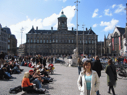 Miaomiao at the Dam square, with the Royal Palace Amsterdam (Royal Palace on the Dam)