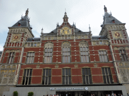 Front of the Amsterdam Central Railway Station at the Stationsplein square