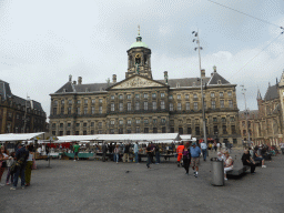 Book market and the front of the Royal Palace Amsterdam at the Dam square