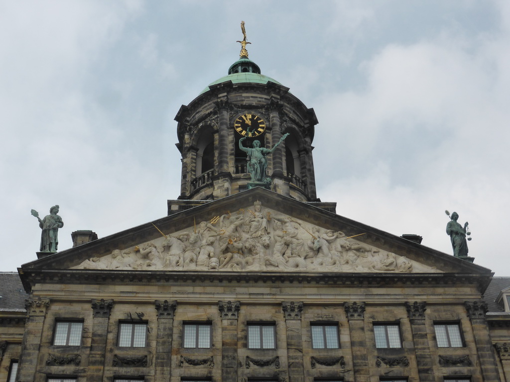 Top part of the facade of the Royal Palace Amsterdam