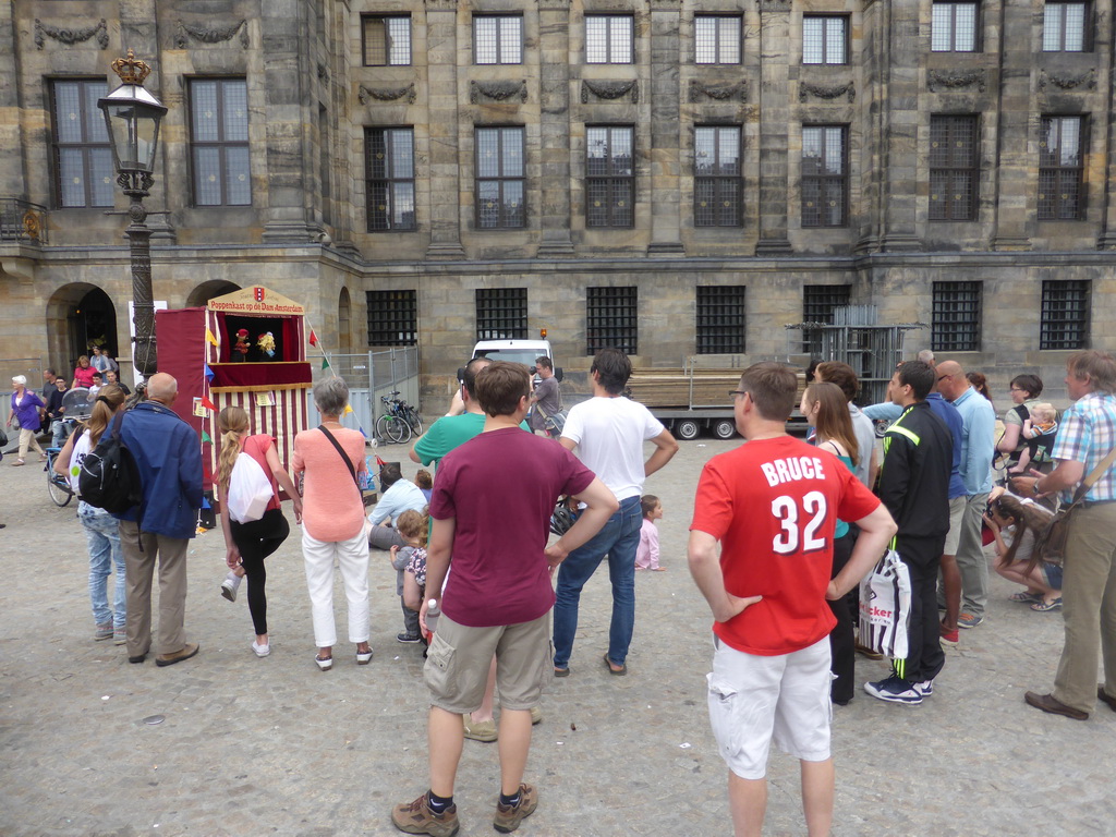 Puppet theater in front of the Royal Palace Amsterdam at the Dam square