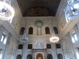 West side of the Citizen`s Hall with the Atlas statue at the First Floor of the Royal Palace Amsterdam