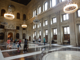 The Citizen`s Hall with the Atlas statue and the world maps on the floor at the First Floor of the Royal Palace Amsterdam