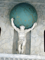 Atlas statue at the west side of the Citizen`s Hall at the First Floor of the Royal Palace Amsterdam