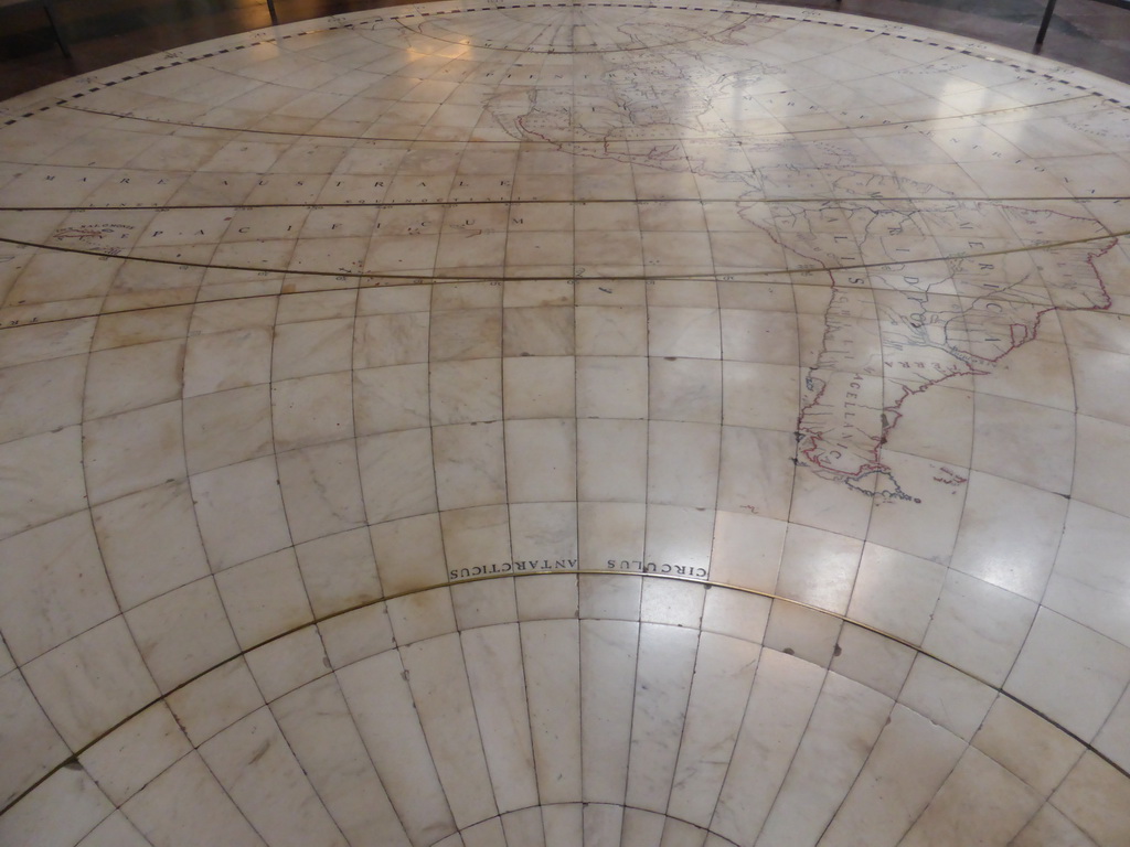 Map of the western half of the world on the floor of the Citizen`s Hall at the First Floor of the Royal Palace Amsterdam