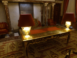 Desk and chairs at the City Council Chamber at the First Floor of the Royal Palace Amsterdam