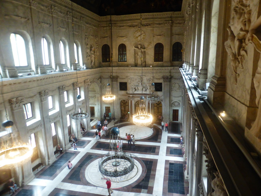 The Citizen`s Hall at the Royal Palace Amsterdam, viewed from the Large War Council Room at the Third Floor