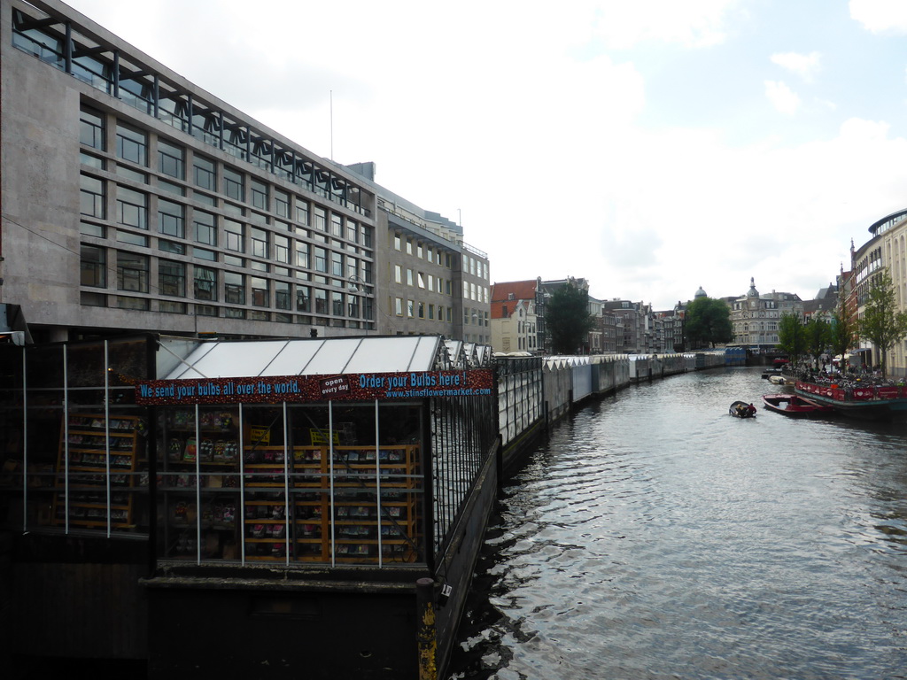 Boats and flower stalls of the Bloemenmarkt at the Singel canal