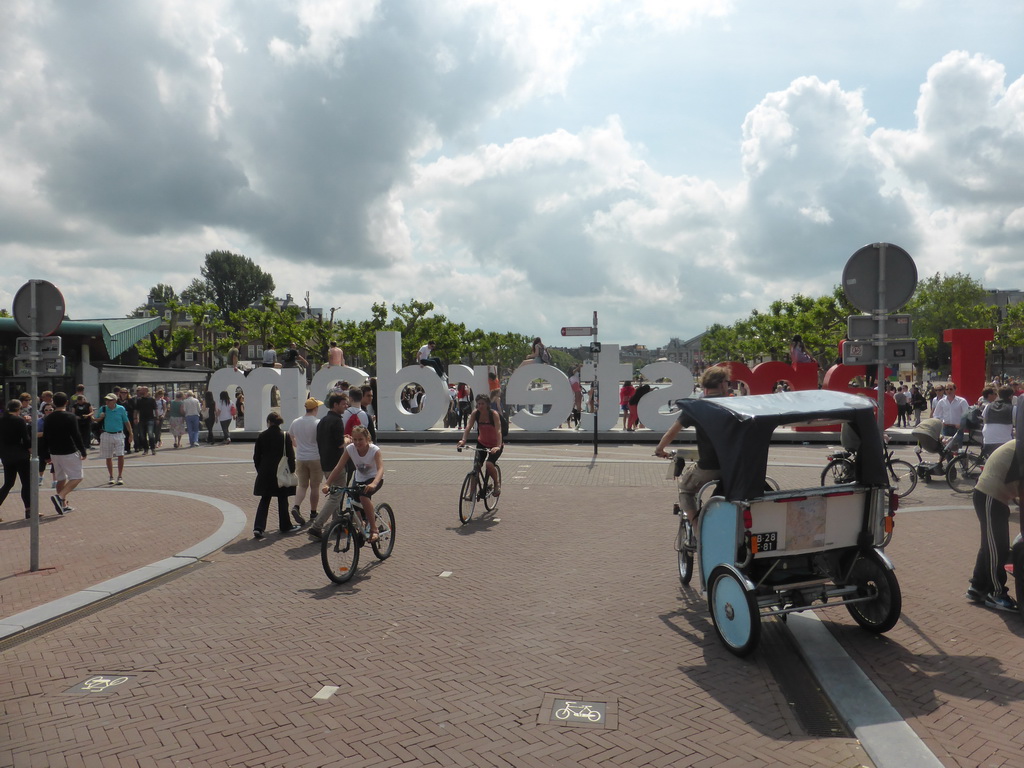 The Museumplein square with the `I amsterdam` text, viewed from the back side