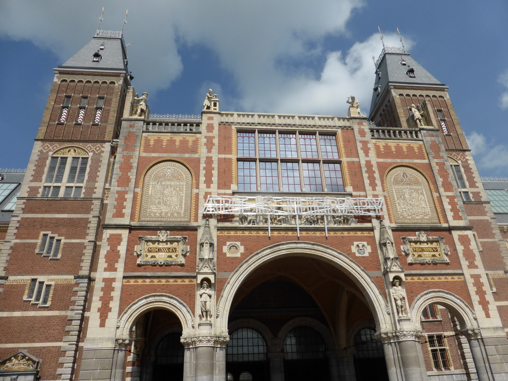 Facade of the southwest side of the Rijksmuseum at the Museumplein square