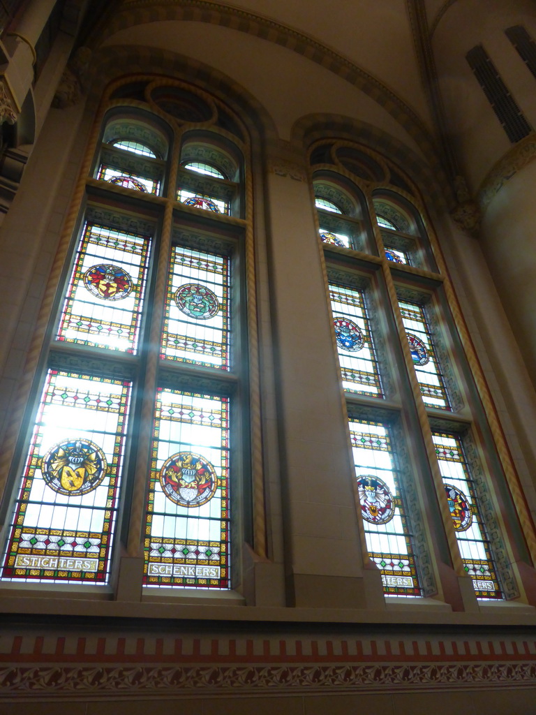 Stained glass windows at the staircase from the First Floor to the Second Floor of the Rijksmuseum