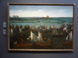 Painting `Battle between Dutch and Spanish Ships on the Haarlemmermeer` by Hendrik Corneliszoon Vroom, at Room 2.1 at the Second Floor of the Rijksmuseum
