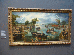 Painting `Fishing for Souls` by Adriaen Pieterszoon van de Venne, with explanation, at Room 2.5 at the Second Floor of the Rijksmuseum