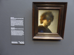 Self-portrait by Rembrandt van Rijn, with explanation, at Room 2.8 at the Second Floor of the Rijksmuseum