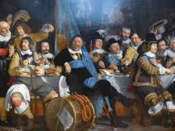 Detail of the Painting `Banquet at the Crossbowmen`s Guild in Celebration of the Treaty of Münster` by Bartholomeus van der Helst, at Room 2.8 at the Second Floor of the Rijksmuseum