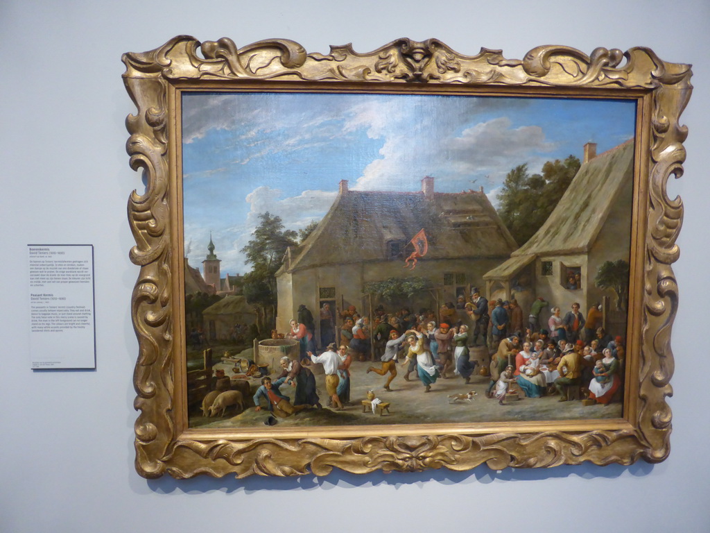 Painting `Peasant Kermis` by David Teniers II, with explanation, at Room 2.13 at the Second Floor of the Rijksmuseum