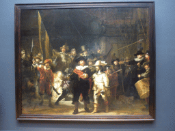 Painting `The Night Watch` by Rembrandt van Rijn, at the Gallery of Honour at the Second Floor of the Rijksmuseum