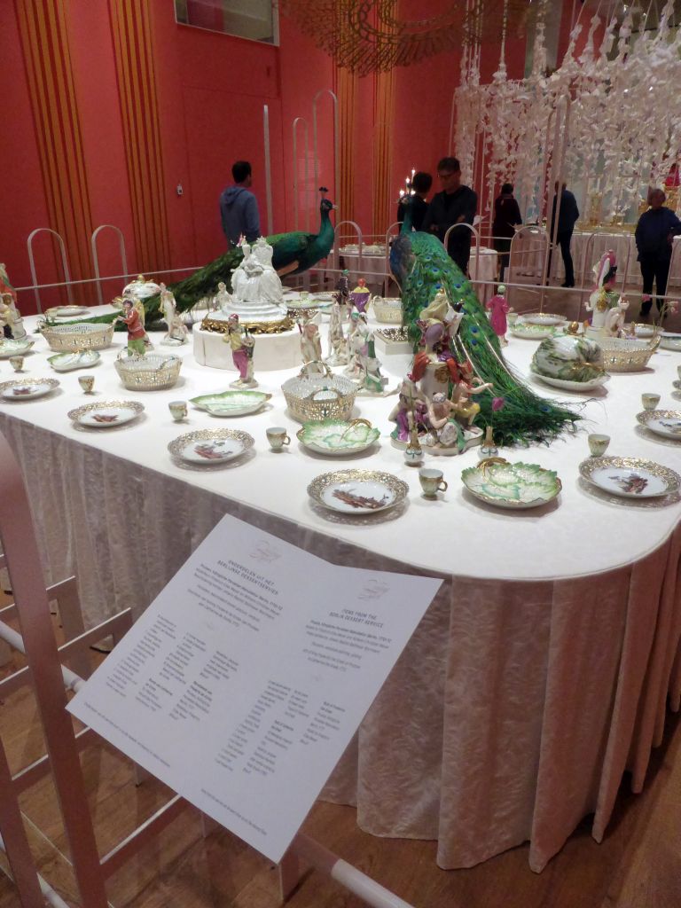Items from the Berlin Dessert Service at the exhibition `Dining with the Tsars` at the Main Hall at the First Floor of the Hermitage Amsterdam museum
