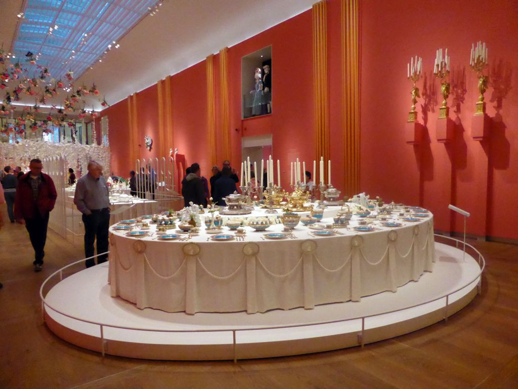 Items from the Cameo Service at the exhibition `Dining with the Tsars` at the Main Hall at the First Floor of the Hermitage Amsterdam museum