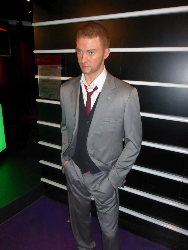 Wax statue of Justin Timberlake at the Madame Tussauds museum