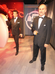 Wax statues of Pierce Brosnan and Sean Connery at the Madame Tussauds museum