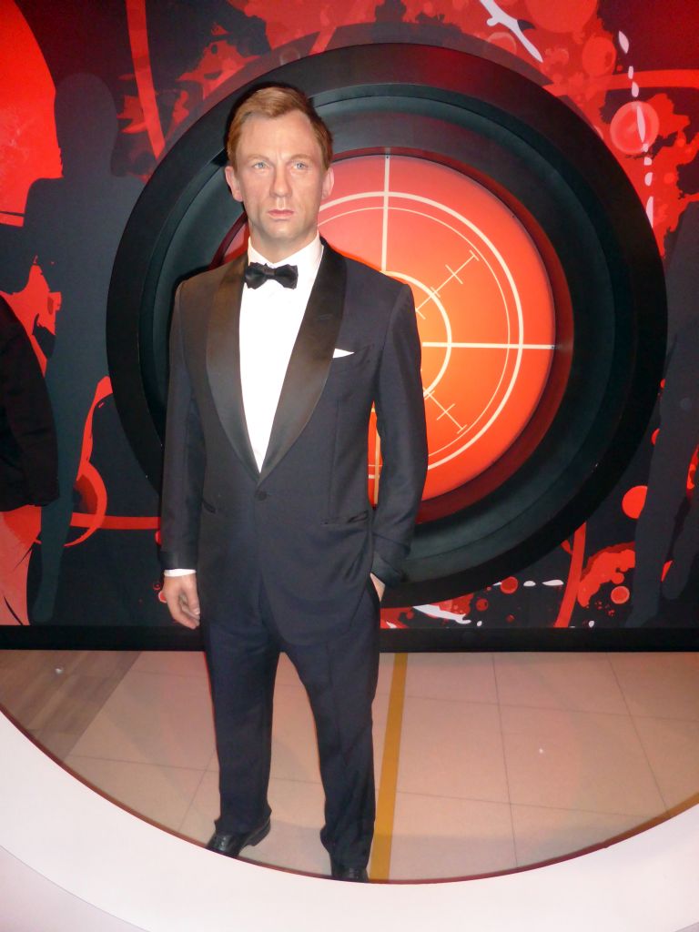 Wax statue of Daniel Craig as James Bond at the Madame Tussauds museum