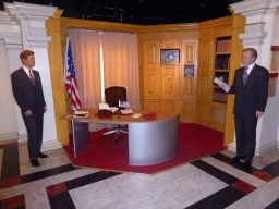 Wax statues of John F. Kennedy and George W. Bush at the Madame Tussauds museum