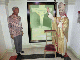 Wax statues of Nelson Mandela and Pope John Paul II at the Madame Tussauds museum