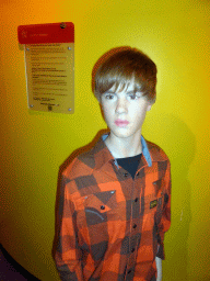 Wax statue of Justin Bieber at the Madame Tussauds museum